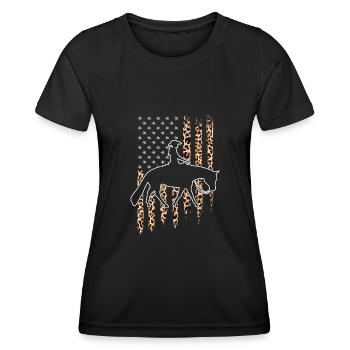 Pleasure Pferd & Westernreiterin Westernreiten - Frauen Funktions-T-Shirt - Schwarz - Vorne - AI Model Female 172 light (172cm)
