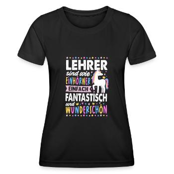 Lehrerin Einhorn Schule Pädagogin Klassenlehrerin - Frauen Funktions-T-Shirt - Schwarz - Vorne - AI Model Female 172 light (172cm)