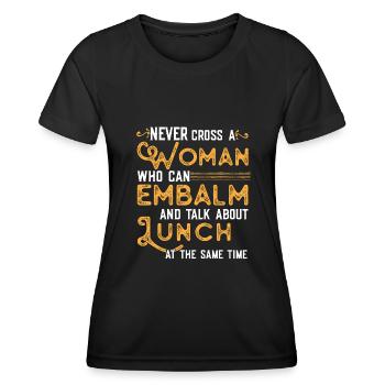 Drôle de dicton de pompes funèbres - T-shirt sport Femme - noir - Devant - AI Model Female 172 light (172cm)