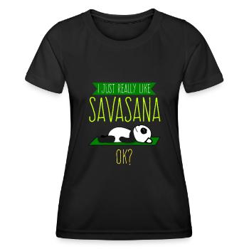 Savasana Panda Pandabär Yoga - Frauen Funktions-T-Shirt - Schwarz - Vorne - AI Model Female 172 light (172cm)