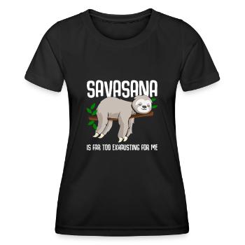 Savasana Faultier Yoga - Frauen Funktions-T-Shirt - Schwarz - Vorne - AI Model Female 172 light (172cm)