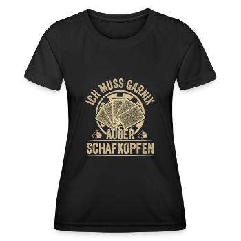 Schafkopf ich muss garnix Kartenspiel Schafkopfen - Frauen Funktions-T-Shirt - Schwarz - Vorne - AI Model Female 172 light (172cm)