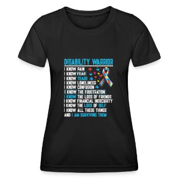 GUERRIER DU HANDICAP - T-shirt sport Femme - noir - Devant - AI Model Female 172 light (172cm)