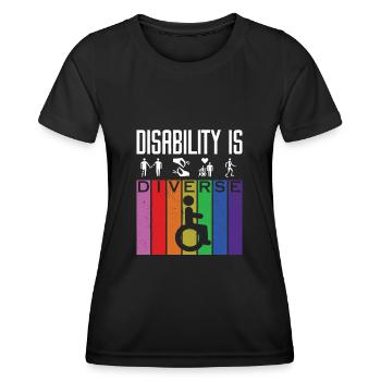 DISABILITY IS DIVERSE - Women's Functional T-Shirt - black - Front - AI Model Female 172 light (172cm)