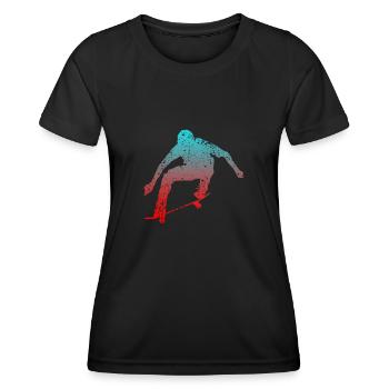 Skate Skater Silhouette - Frauen Funktions-T-Shirt - Schwarz - Vorne - AI Model Female 172 light (172cm)
