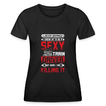 Sexy train driver - Women's Functional T-Shirt - black - Front - AI Model Female 172 light (172cm)