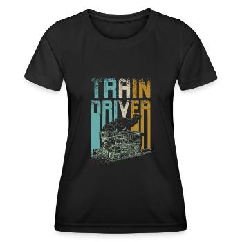 Vintage train driver - Women's Functional T-Shirt - black - Front - AI Model Female 172 light (172cm)