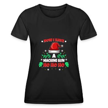 Ho ho ho now i have a machine gun - Women's Functional T-Shirt - black - Front - AI Model Female 172 light (172cm)