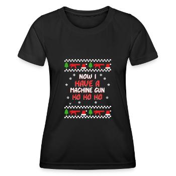 Ho ho ho now i have a machine gun - Women's Functional T-Shirt - black - Front - AI Model Female 172 light (172cm)
