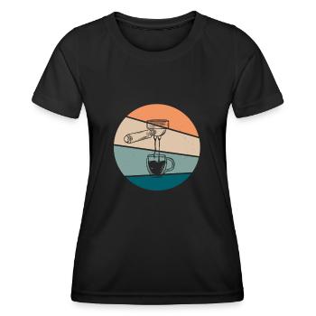 Retro Siebträger Für Barista und Kaffee Liebhaber - Frauen Funktions-T-Shirt - Schwarz - Vorne - AI Model Female 172 light (172cm)