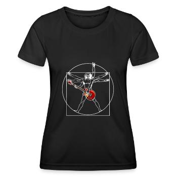 Da Vinci Guitare - Vitruvy Rock Music Band Cadeau - T-shirt sport Femme - noir - Devant - AI Model Female 172 light (172cm)