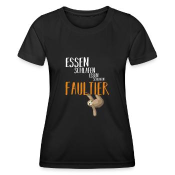 Essen Schlafen Essen Schlafen Faultier - Frauen Funktions-T-Shirt - Schwarz - Vorne - AI Model Female 172 light (172cm)