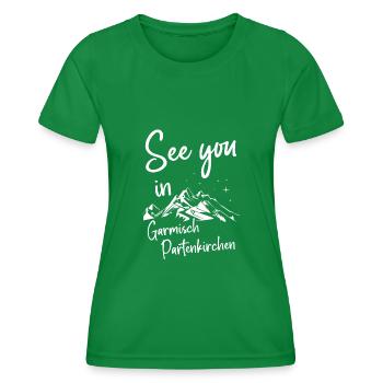 Garmisch Partenkirchen Skifahren Berg Snowboarden - Frauen Funktions-T-Shirt - Kelly Green - Vorne - AI Model Female 172 dark (172cm)