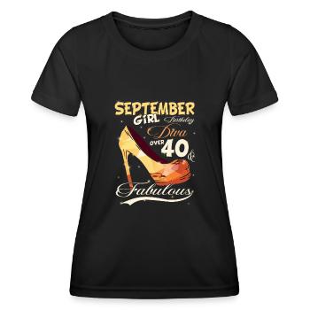 40.Geburtstag Frauen im September geboren Geschenk - Frauen Funktions-T-Shirt - Schwarz - Vorne - AI Model Female 172 light (172cm)