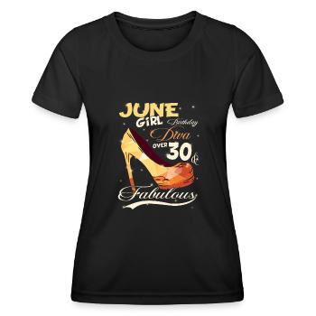 30.Geburtstag Frauen im Juni geboren Geschenk - Frauen Funktions-T-Shirt - Schwarz - Vorne - AI Model Female 172 light (172cm)