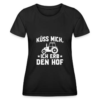 kuss mich ich erb den hof - Frauen Funktions-T-Shirt - Schwarz - Vorne - AI Model Female 172 light (172cm)