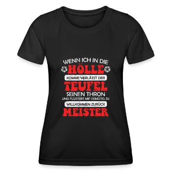 Drôle de diable disant Satan Enfer - T-shirt sport Femme - noir - Devant - AI Model Female 172 light (172cm)