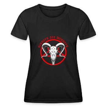 Sinners are Winners Teufel Satan Antichrist Ziege - Frauen Funktions-T-Shirt - Schwarz - Vorne - AI Model Female 172 light (172cm)