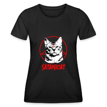 Antichrist Satanicat Satan Katze Teufel - Frauen Funktions-T-Shirt - Schwarz - Vorne - AI Model Female 172 light (172cm)