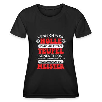 Teufel Satan Antichristen 666 Spruch - Frauen Funktions-T-Shirt - Schwarz - Vorne - AI Model Female 172 light (172cm)