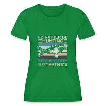 Je préfère chasser les dents de mégalodon - Shark - T-shirt sport Femme - vert - Devant - AI Model Female 172 dark (172cm)