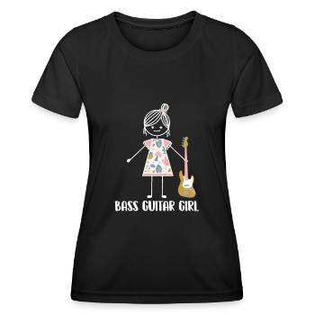 Basse Guitare Basse Guitare Basse Bassiste - T-shirt sport Femme - noir - Devant - AI Model Female 172 light (172cm)