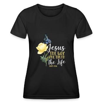 Christian Bible Verse Quote - Frauen Funktions-T-Shirt - Schwarz - Vorne - AI Model Female 172 light (172cm)