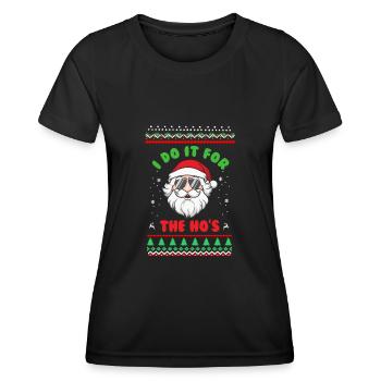 Je le fais pour les Ho’s - Noël du Père Noël - T-shirt sport Femme - noir - Devant - AI Model Female 172 light (172cm)