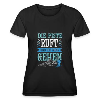 Die Piste Ruft - Frauen Funktions-T-Shirt - Schwarz - Vorne - AI Model Female 172 light (172cm)