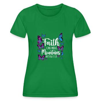 Christian Bible Verse Quote - Women's Functional T-Shirt - kelly green - Front - AI Model Female 172 dark (172cm)