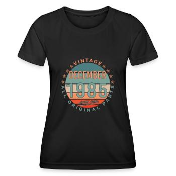 Né en décembre 1985 Vintage - T-shirt sport Femme - noir - Devant - AI Model Female 172 light (172cm)