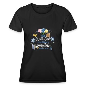Christian Bible Verse Butterfly - Frauen Funktions-T-Shirt - Schwarz - Vorne - AI Model Female 172 light (172cm)