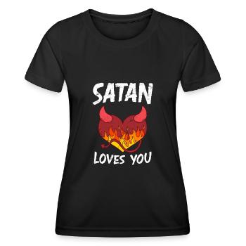 Satan loves You Party Teufel Antichrist - Frauen Funktions-T-Shirt - Schwarz - Vorne - AI Model Female 172 light (172cm)