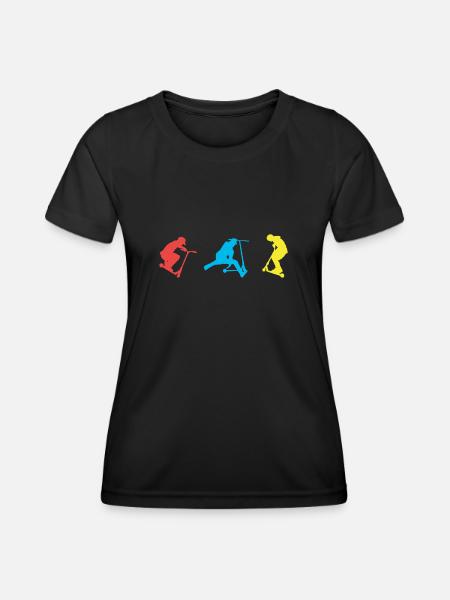 Tretroller - Frauen Funktions-T-Shirt - Schwarz