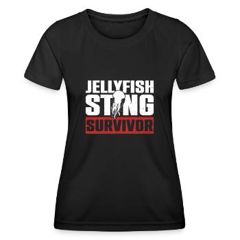 Survivant de la piqûre de méduse - Qualle Medusa - T-shirt sport Femme - noir - Devant - AI Model Female 172 light (172cm)