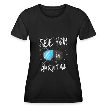 Ahrntal Snowboarden Wandern und Ski fahren - Frauen Funktions-T-Shirt - Schwarz - Vorne - AI Model Female 172 light (172cm)
