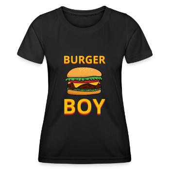 Burger Boy Hamburger Chef Restaurant - Frauen Funktions-T-Shirt - Schwarz - Vorne - AI Model Female 172 light (172cm)