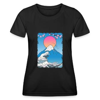 Fujiyama Berg Japan Manga Lotus - Frauen Funktions-T-Shirt - Schwarz - Vorne - AI Model Female 172 light (172cm)
