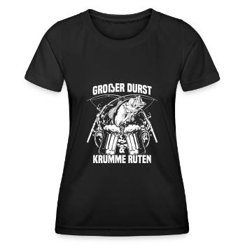 Großer Durst und krumme Ruten - Angler - Frauen Funktions-T-Shirt - Schwarz - Vorne - AI Model Female 172 light (172cm)