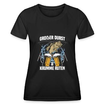Großer Durst und krumme Ruten - Angler - Frauen Funktions-T-Shirt - Schwarz - Vorne - AI Model Female 172 light (172cm)