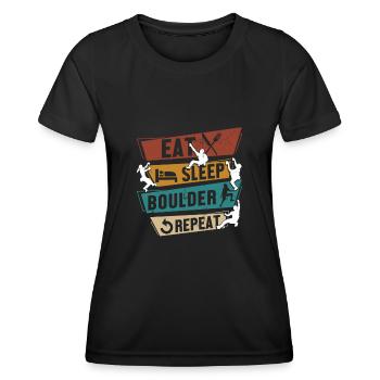 Bouldering Kletterer Geschenke Boulder Kletter - Frauen Funktions-T-Shirt - Schwarz - Vorne - AI Model Female 172 light (172cm)