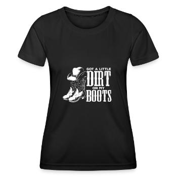Line Dance | Country Dancer | Got A Little Dirt On - Frauen Funktions-T-Shirt - Schwarz - Vorne - AI Model Female 172 light (172cm)