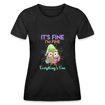 Hibou du café C’est bien je suis fin Tout est fin - T-shirt sport Femme - noir - Devant - AI Model Female 172 light (172cm)