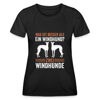 Zwei Windhund Hund Windhund - Frauen Funktions-T-Shirt - Schwarz - Vorne - AI Model Female 172 light (172cm)
