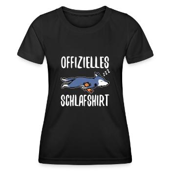 Wolf Kuscheltier Pyjama Schlafshirt - Frauen Funktions-T-Shirt - Schwarz - Vorne - AI Model Female 172 light (172cm)