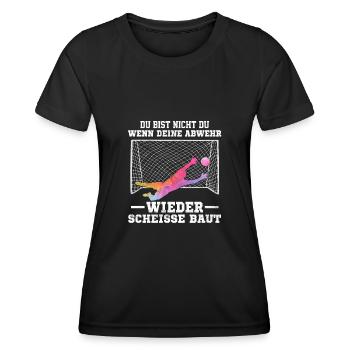 Torwart Torhüter Abwehr lustiger Spruch - Frauen Funktions-T-Shirt - Schwarz - Vorne - AI Model Female 172 light (172cm)