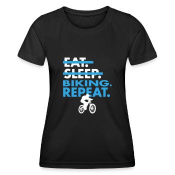 Stylish Eat Sleep Biking Repeat Shirt - Women's Functional T-Shirt - black - Front - AI Model Female 172 light (172cm)
