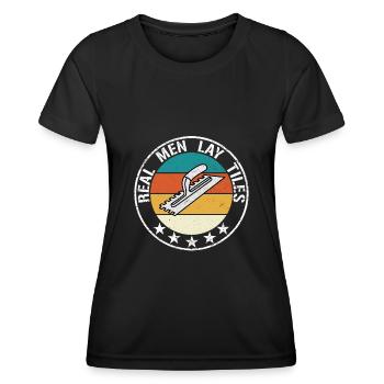 Echte Männer legen Fliesen Fliesenleger Tshirt - Frauen Funktions-T-Shirt - Schwarz - Vorne - AI Model Female 172 light (172cm)