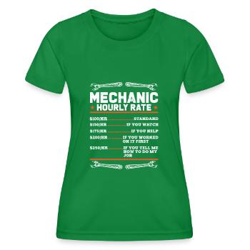 Voiture Guy I Mécanicien Taux de main-d’œuvre I Mécanicien Horaire - T-shirt sport Femme - vert - Devant - AI Model Female 172 dark (172cm)