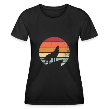 Retro Wölfe Wolf Geschenk Geschenkidee - Frauen Funktions-T-Shirt - Schwarz - Vorne - AI Model Female 172 light (172cm)